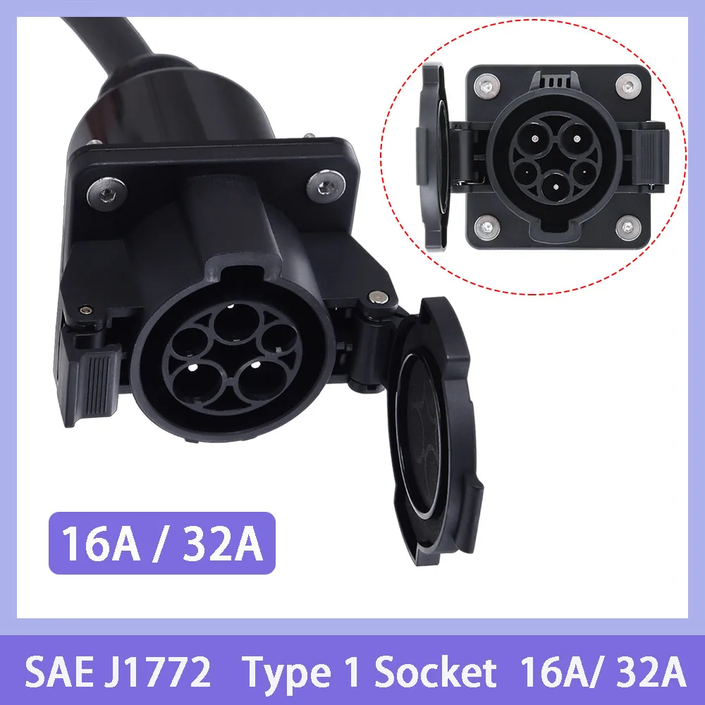 New 5M 10M J1772 32A Type 1 Female Plug To Male Socket EV Extension Cable Connector Extend Charging Station Charger Length