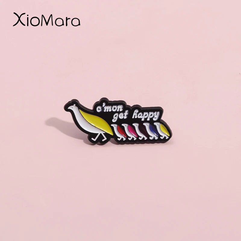 O'Moet Happy Enamel Pins Custom Cute And Colorful Animal Baby Arrangement Brooches Lapel Badges Cartoon Jewelry Gift For Kids