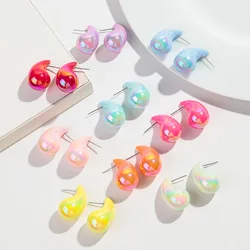 Fashion Acrylic Iridescent Colorful Waterdrop Chunky Dupes Earrings for Women Teardrop Dome Earrings 2024 Jewelry Gifts