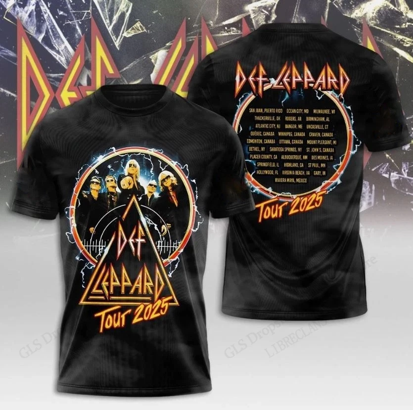 Rock Band Def Leppard Band The World Tour 3d Print T-shirt Men Women Fashion Breathable Short Sleeve Tops Tees Kids Tshirt Music