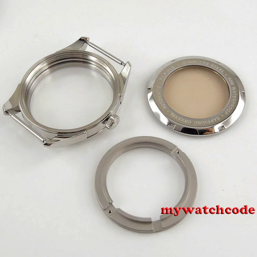 Polish 42mm PARNIS 316L Steel Sapphire Glass Watch Case Fit NH35 NH36  MOVEMENT images - 6