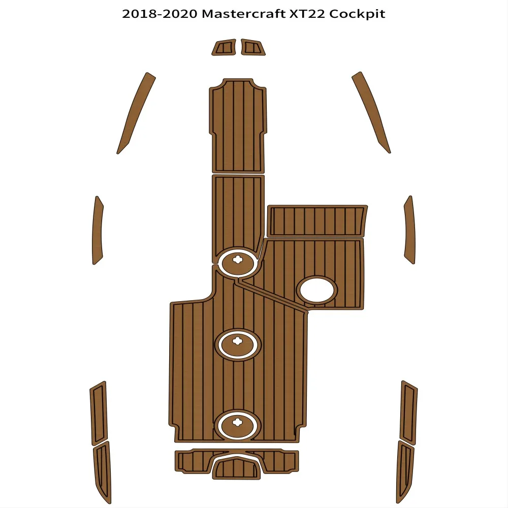 

2018-2020 Mastercraft XT22 Cockpit Pad Boat EVA Foam Faux Teak Deck Floor Mat SeaDek MarineMat Gatorstep Style Self Adhesive