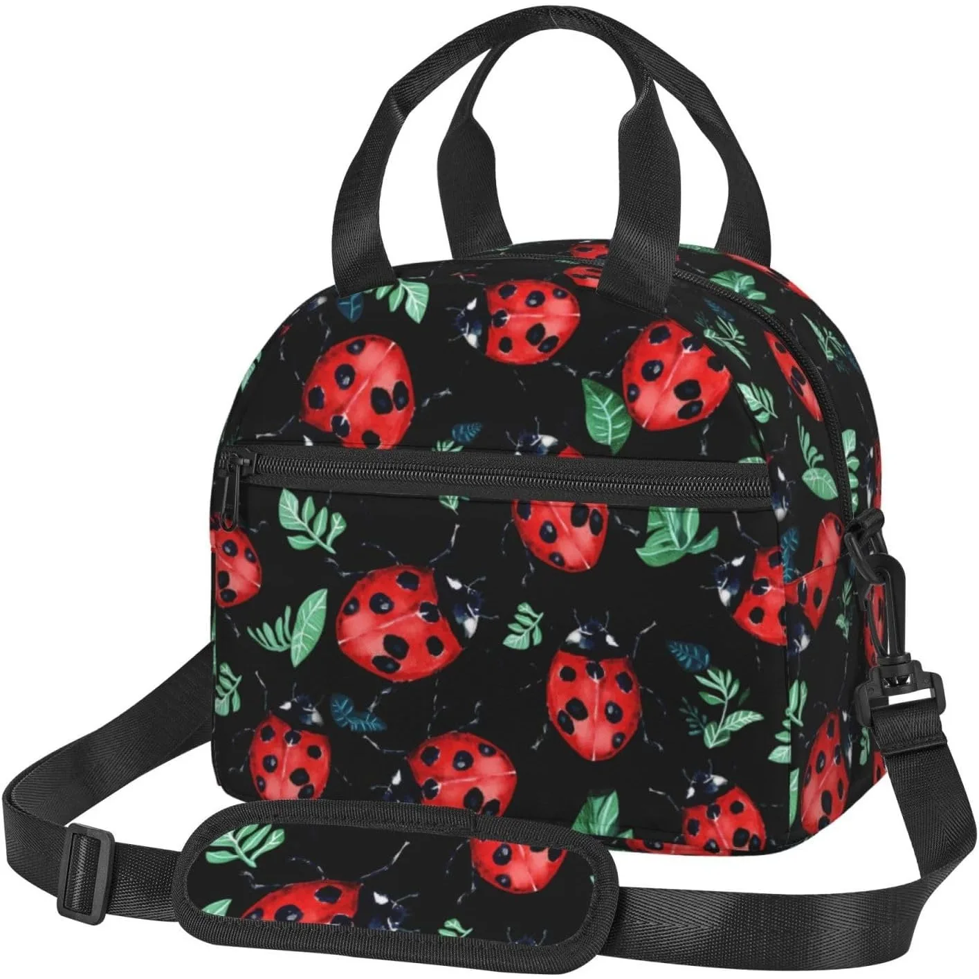 

Ladybug Reusable Insulated Lunch Box Waterproof Lunch Bag with Detachable and Adjustable Shoulder Strap for Office Picnic Travel