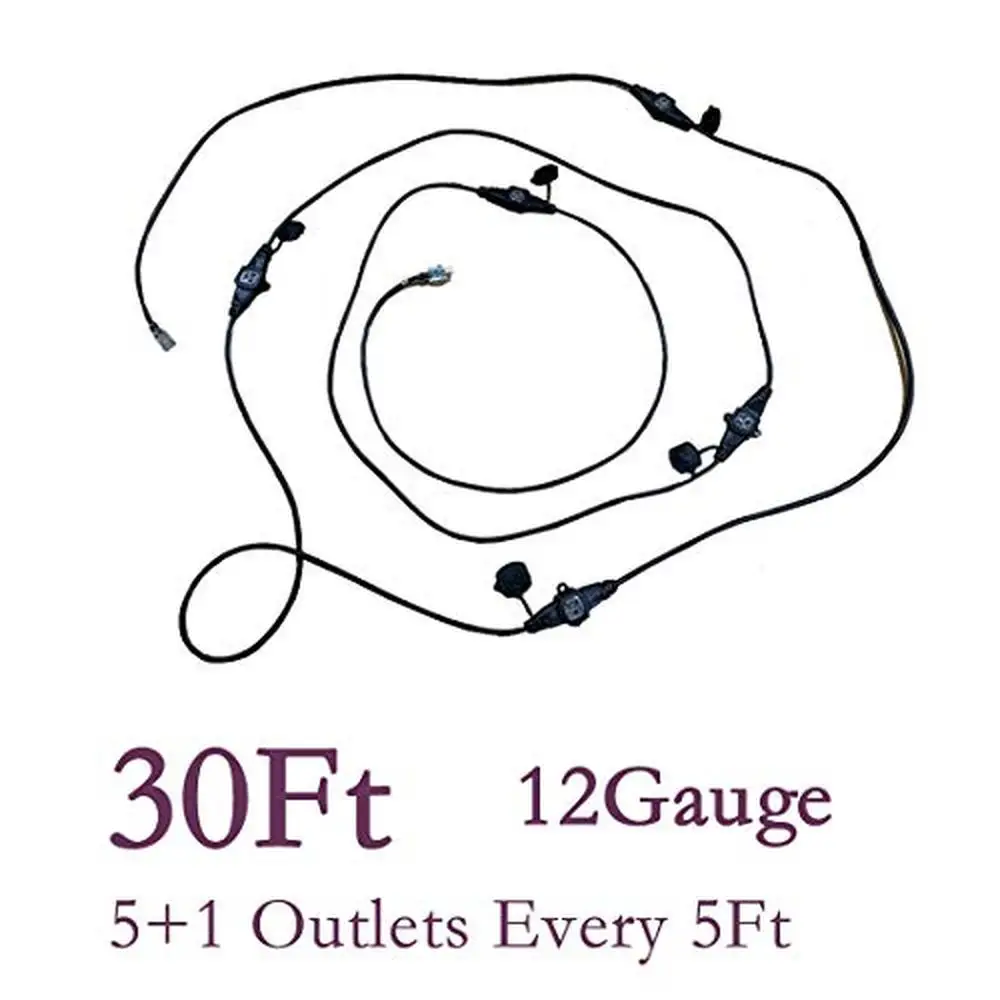 30Ft 12/3 Multi-Outlet Heavy Duty Extension Cord 6 Outlets Power Strip 5Ft Apart Indoor/Outdoor Christmas Lighting Holiday Power