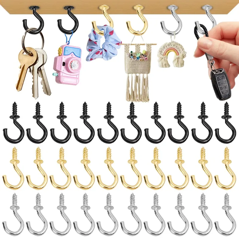 Screw Hook Cup Ceiling Hooks Multifunctional Heavy Duty Wall Mount Screw-in Hanging Plants Holder Kitchen Bathroom Organizers