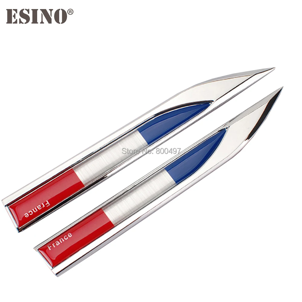 

2 x Body Fender Side Metal Chrome Zinc Alloy Knife Side 3D The Flag Of The France Emblems Badges Decals Stickers
