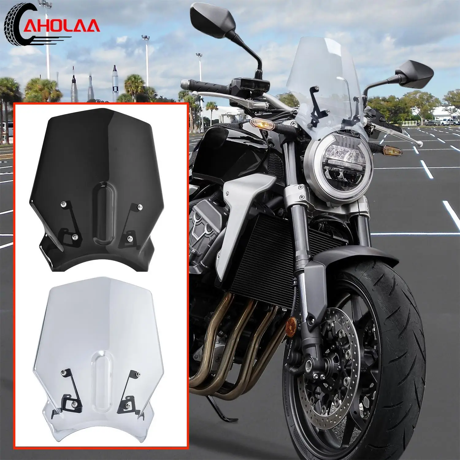 

For Honda CB125R CB250R CB300R NEO Sports Cafe 2018-2021 Windscreen Windshield Wind Deflector with Bracket Motorcycle Parts