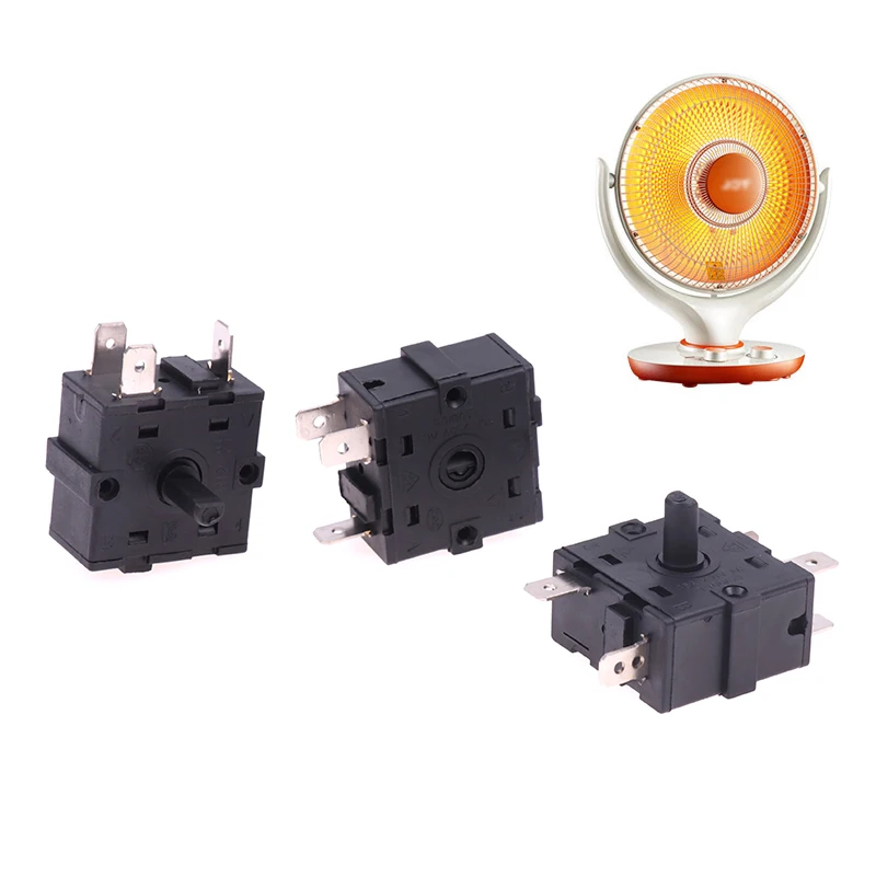 3/5 핀 전기 방 히터 기어 손잡이 스위치, 3 핀 5 핀 로터리 스위치 선택기, AC 250V 16A 온도 제어 스위치