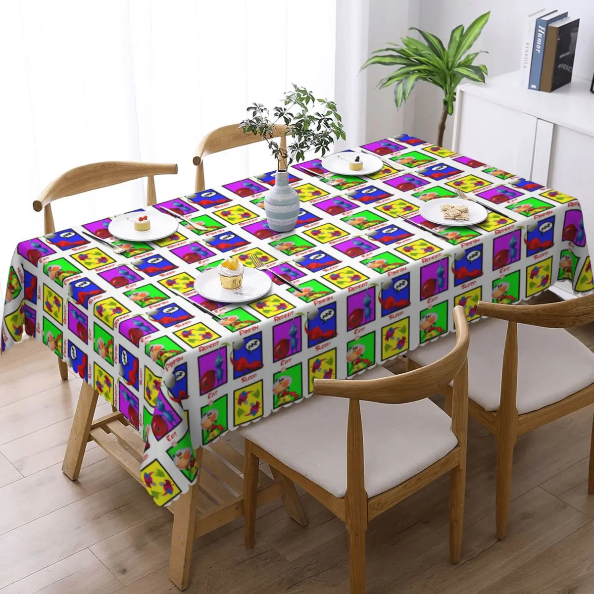 Eat Sleep Pikmin Repeat Customized Rectangular Tablecloth Waterproof Table Cover for Dining Events Table Cloth