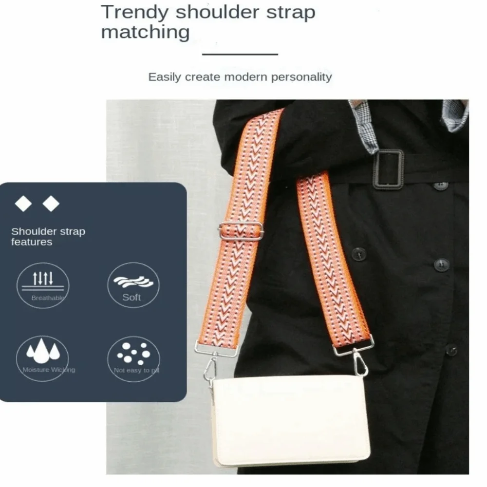 Polyester Bag Shoulder Strap Jacquard Craft 5cm Width Crossbody Belt Ethnic Pattern Adjustable Handbag Replacement Strap Outdoor