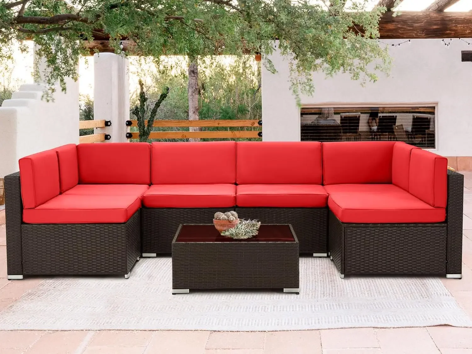 

7 Piece Outdoor Patio Furniture Set, Outdoor Sectional Conversation Furniture Chair with Coffee Table for Garden,Backyard