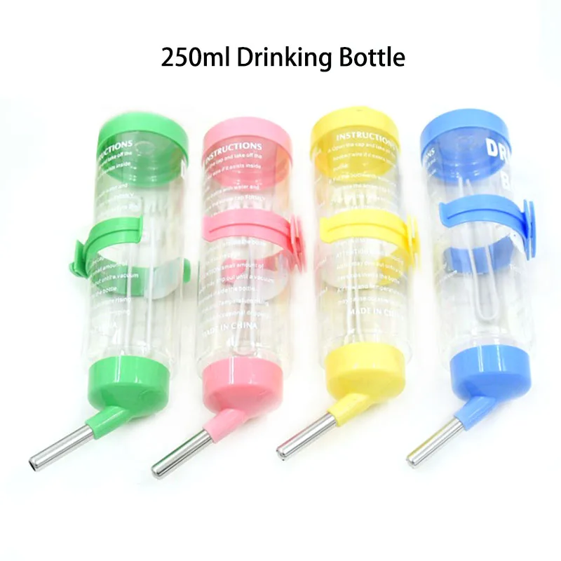 60ml/80ml/125ml/250ml Plastic Small Pets Water Drinking Bottle Feeder Hamster Rat Pet Dispenser Feeder Cage Hangable Bottles Hot