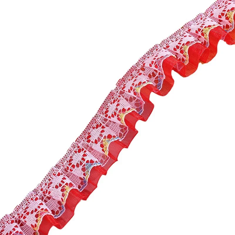 

40meter/roll 25MM Double Deck Snow Yarn Lace Falbala Ruffled Skirt Edge Ribbon Fold Lotus leaf Hair Bows DIY Crafts Accessorie