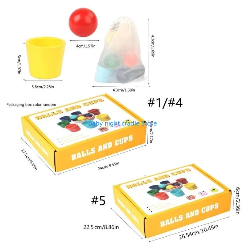 J2FF Mathématiques Compte Toy Ball & Cups Color Board Game Enfants Fine Motor Teaching Toy Activity