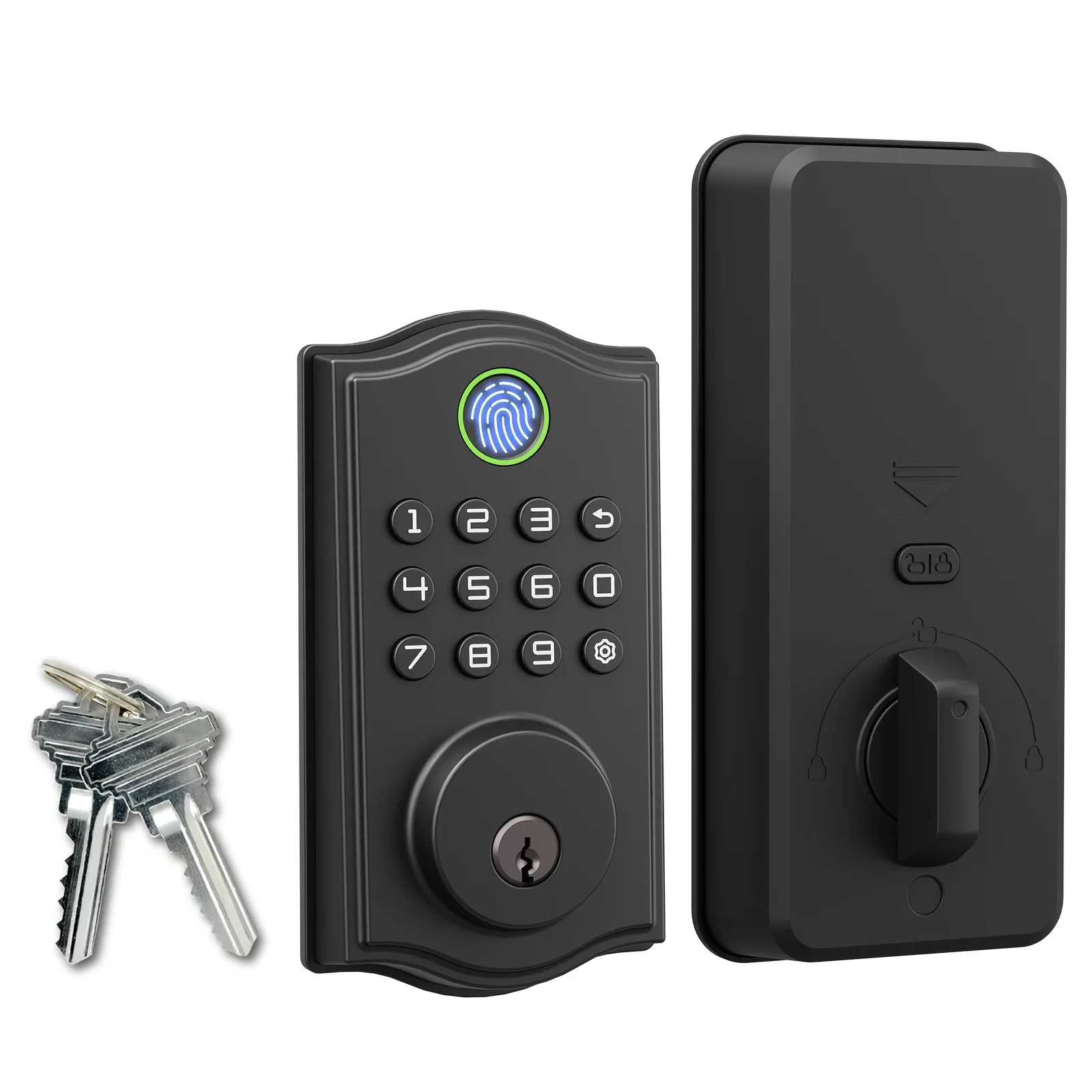 

Keyless Fingerprint Smart Lock for Front Door - 50 Biometric Fingerprints, 50 Passcodes, 10 One-Time Codes, 2 Keys, 4 Language Voice Guide (English, Portuguese, Spanish, Chinese), Backlit Keypad, Auto Lock, Easy Installation, Deadbolt Security, Smart Door