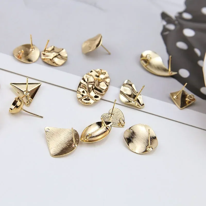 10pcs/set DIY Stainless Steel Earrings Connectors Round Irregular Gold Color Earrings Back Earrings Setting for Jewelry Making