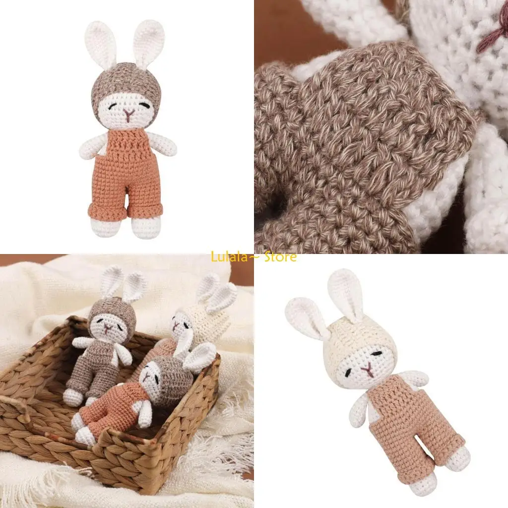 

Y4QA Soft and Safe Rabbit Doll Suitable for Infants Knitted Animal Doll Rabbit