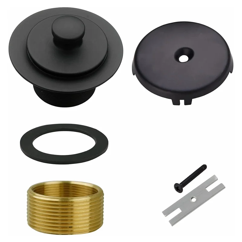 

BAAR-Universal All Metal Black Bathtub Drain Kit With Single Hole Overflow Faceplate Tub Drain And Overflow Lift& Turn