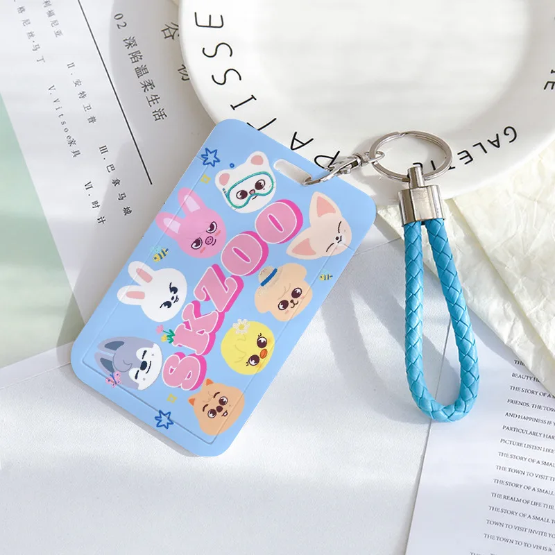 

Skzoo Stray Kids Wolfchan Leebit Card Holder Cute Cartoon Pattern Id Bus Meal Card Badge Holder Keychain For Student Fans