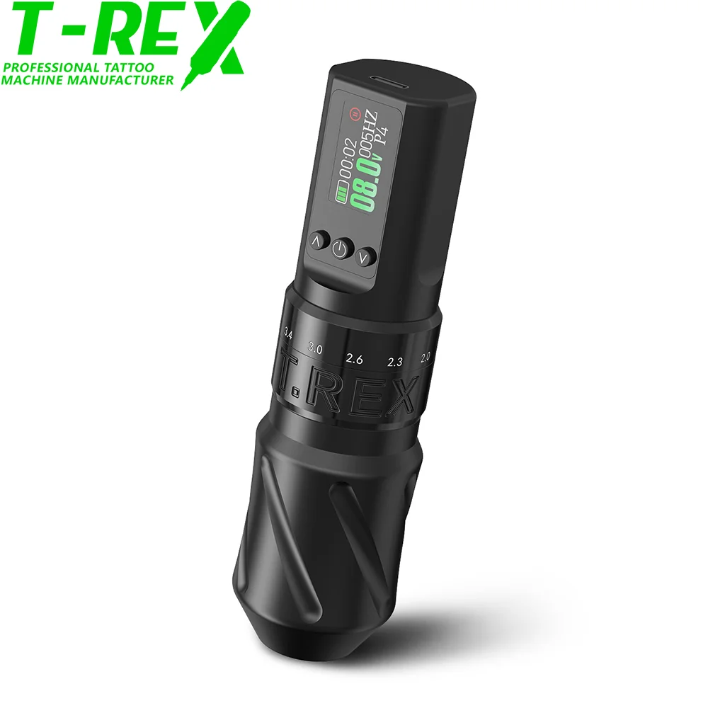 T‑Rex V1 Wireless Tattoo Pen Machine 2.0‑4.2mm Adjustable Stroke Coreless Motor 1600mAh Battery Dot‑Work Function