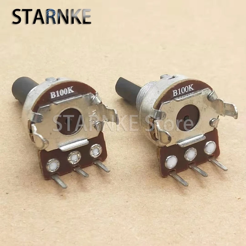 2PCS 161 Type Single 3Pins Potentiometer Amplifier Audio Volume Adjustment Potentiometer B100K Handle Length 20MM