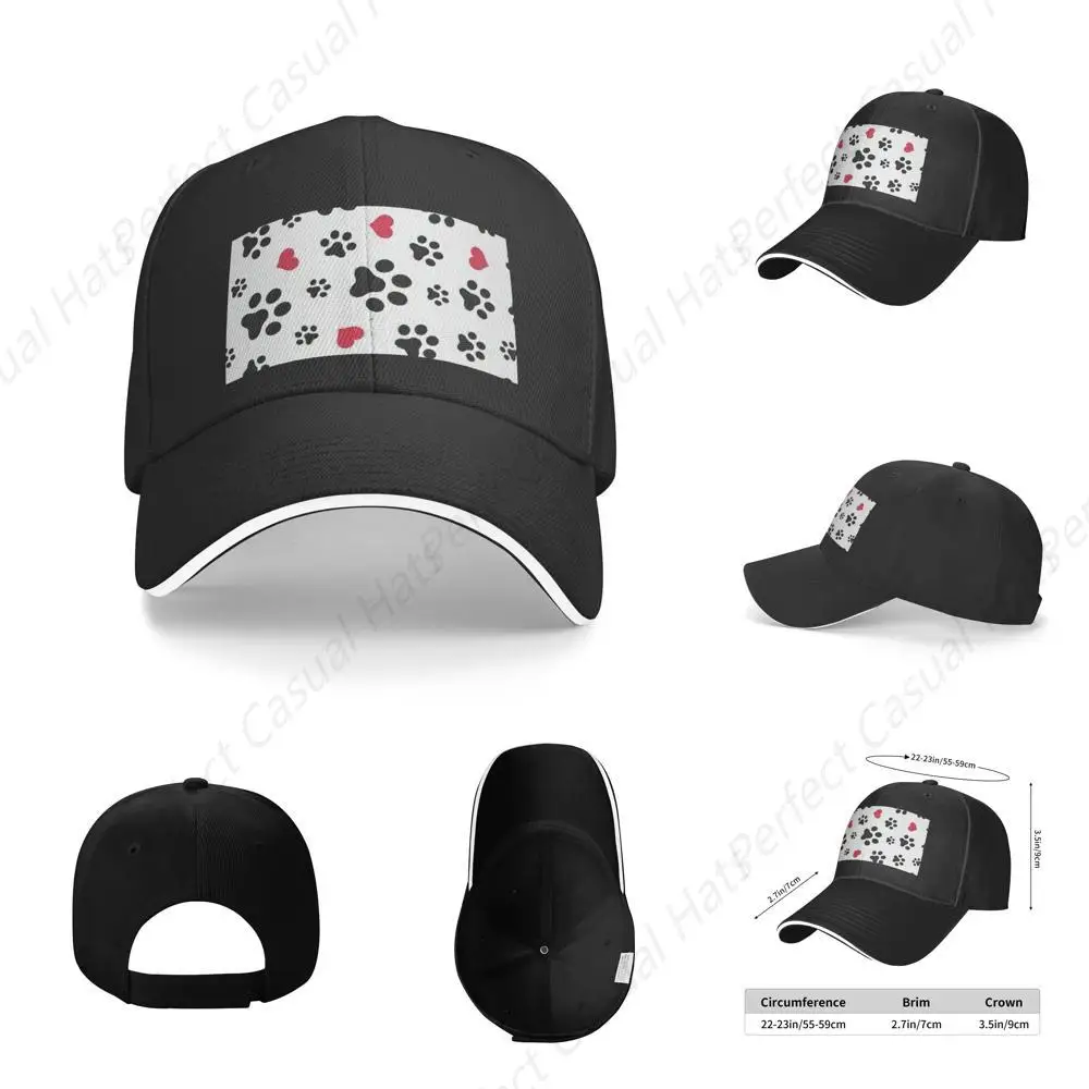 

High Quality Love Cat Paw Heart Puppy Foot Print Sandwich Caps Peaked Caps Trucker Hat Men Women Lover Outdoor Sport Sun Visor