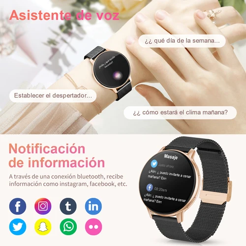 Imagen 2 del producto Nuevo reloj inteligente con llamada Bluetooth para mujer, relojes de acero con esfera personalizada, rastreador de actividad/deporte para hombre, reloj inteligente con ritmo cardíaco para Android IOS