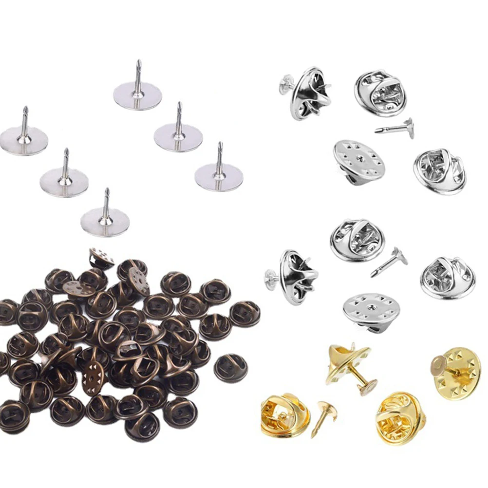 

150pcs Brooch Accessory Pin Backs Replaceable Wear-Resistant Clutch Backs For Diy Jewelry Making Tie Tacks Lapel Pins Badges