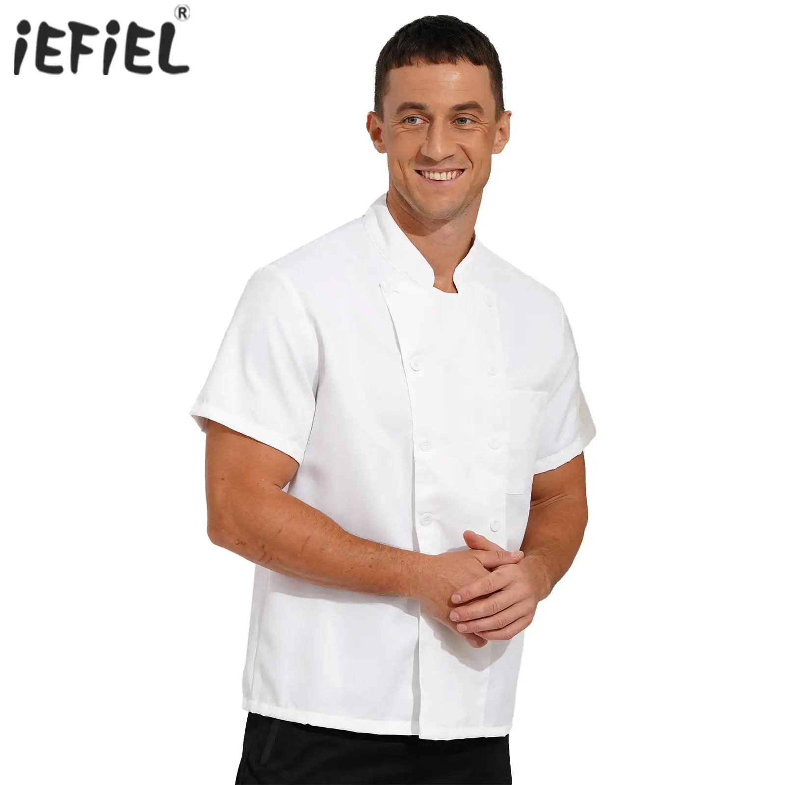 

Unisex Chef Coat Men's Short Sleeve Chef Jacket Work Uniform Canteen Kitchen Cooking Chef Hotel Cooking Restaurant Uniform