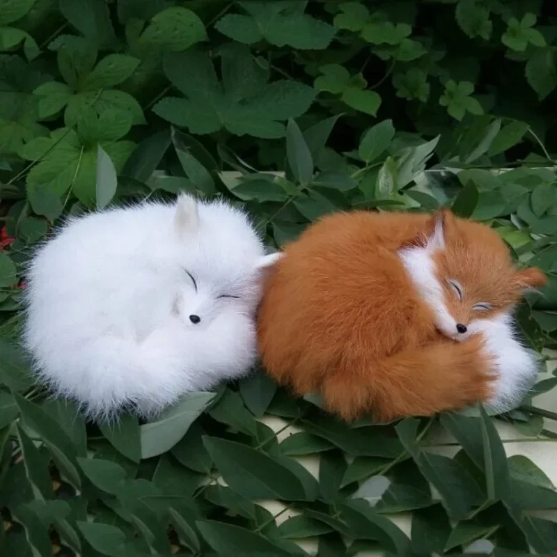 Simulation Foxes Figures Toy Realistic Sleeping Fox Plush Fur Animal Doll Photography Props Home Decor Ornaments Crafts