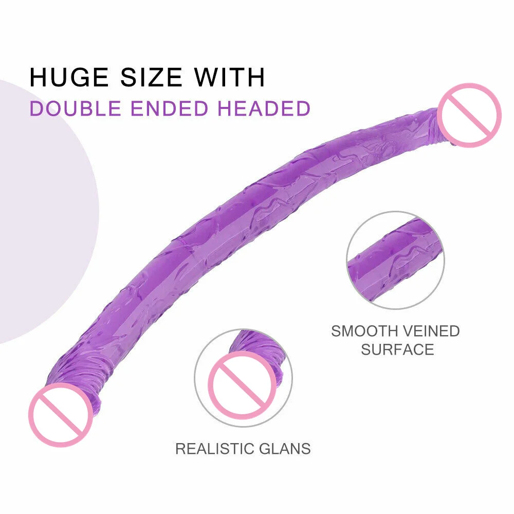 Soft Jelly Dildo Double Long 46cm Realistic Cock Lesbian Vaginal Anal Plug Flexible Fake Penis for Women Sex Toys