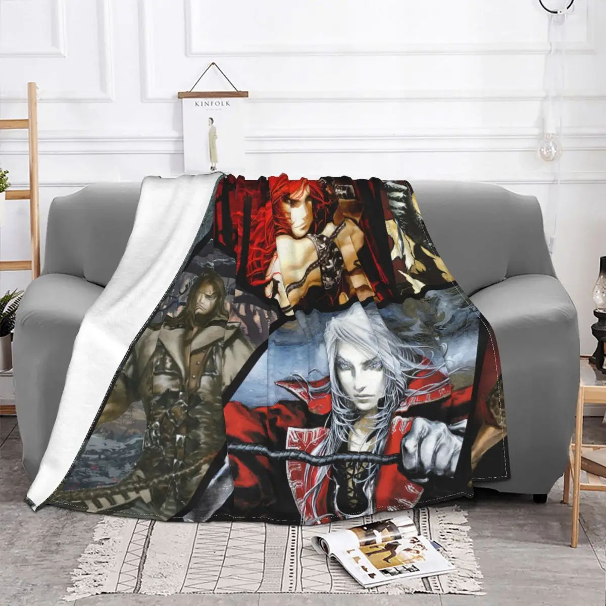 Leon Simon Belmont Fleece Throw Blankets Castlevania Anime Blankets for Sofa Couch Super Warm Bedroom Quilt