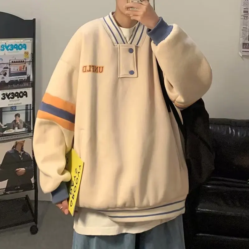 فضفاضة تناسب الرجال هوديي V-Ne البيسبول Sle عادية الأمريكية شخصية كبيرة الحجم 250 Pou الخريف موسم الشارع الشهير الاتجاه