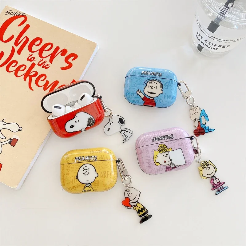 Cute Cartoon Snoopy Charlie Brown Lucy EarPhone Case For AirPods 1 2 3 Pro 2021 Wireless Bluetooth Headset Protective IMD Cover