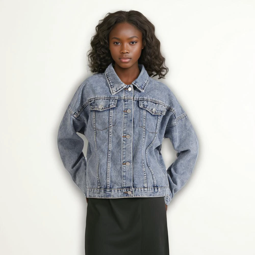 

Patchwork Tassel Denim Coats For Women Lapel Long Sleeve Single Breasted Loose Vintage Solid Folds Coat Female Spring