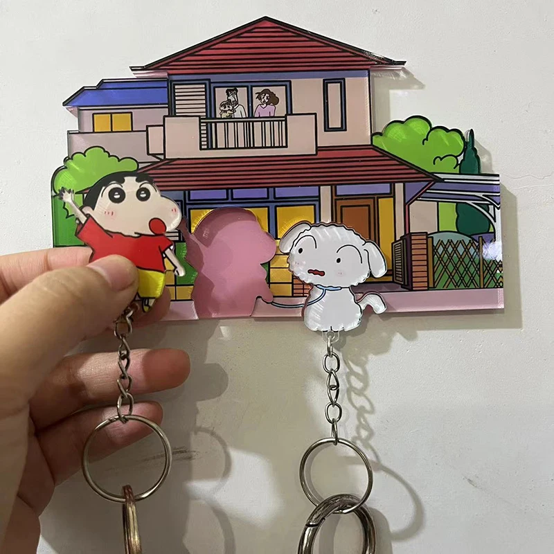 Cute Anime Crayon Shin-Chan Keychain Kawaii Cartoon Refrigerator Sticker Pendant Backpack Foyer Keychain Storage Rack Girl Gift