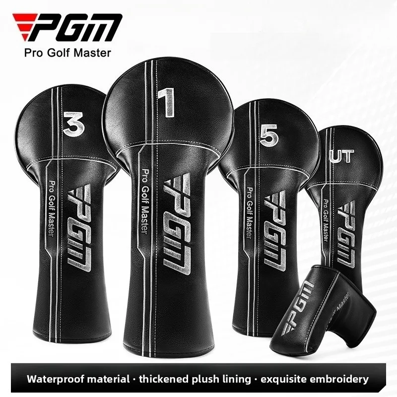 PGM Golf Head Cover PU Leather Driver Fairway Wood Hybrid Putter Cover Waterproof Plush Lined Club Protector GT062