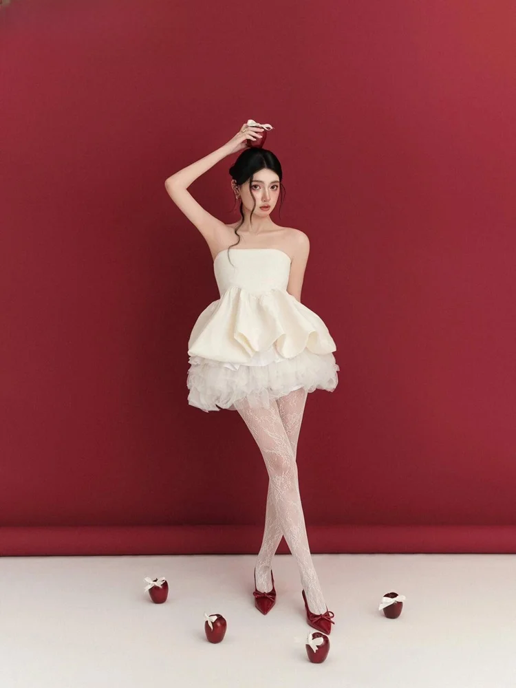 

2026 New Studio Portrait Photography Sweet Birthday Girl Art Photo High-End Feelings Korean Style Stage Costume Women's Dress