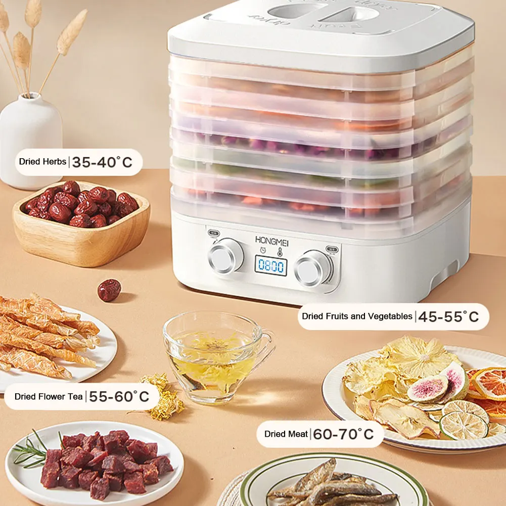 

5-слойная сушильная машина для закусок для домашних животных, 48 часов, долговечный дегидратор для овощей и мяса, регулируемая температура для фруктов, овощей, мяса