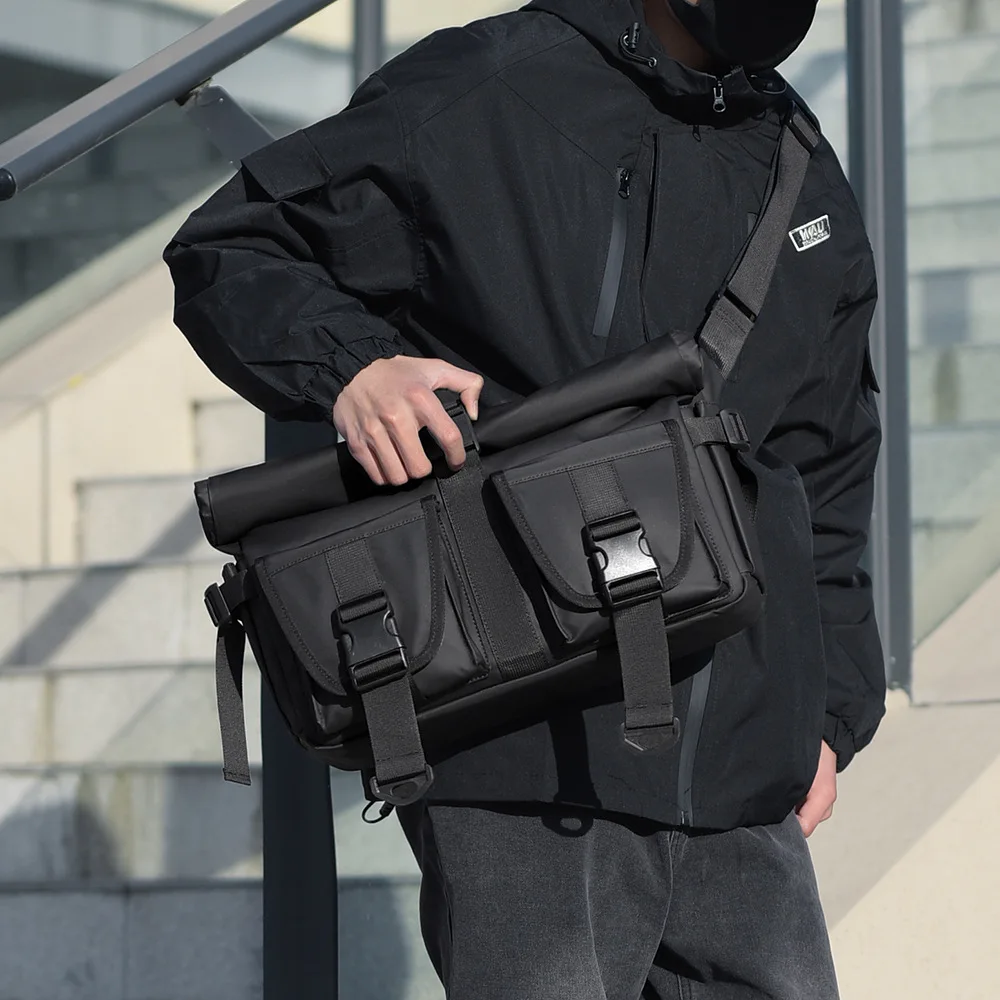 2025 New Men's Diagonal Cross Bag, Men's Sports Travel, Single Shoulder, Large Capacity Computer, Expandable Mailman Bag