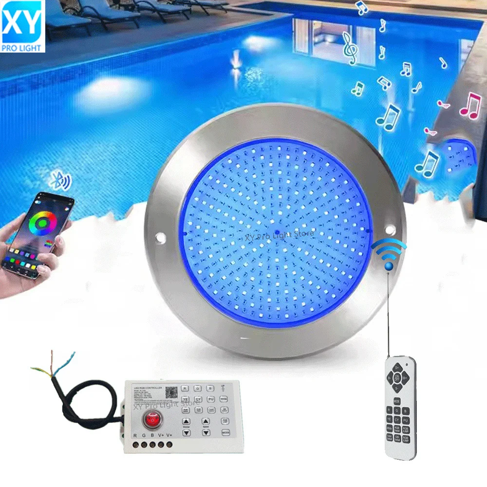 

18 Вт RGB светодиодный светильник для бассейна, управление через приложение Bluetooth, 12 В постоянного тока, IP68, водонепроницаемый подводный фонтан, ландшафтное освещение, прожектор Lisa Luz
