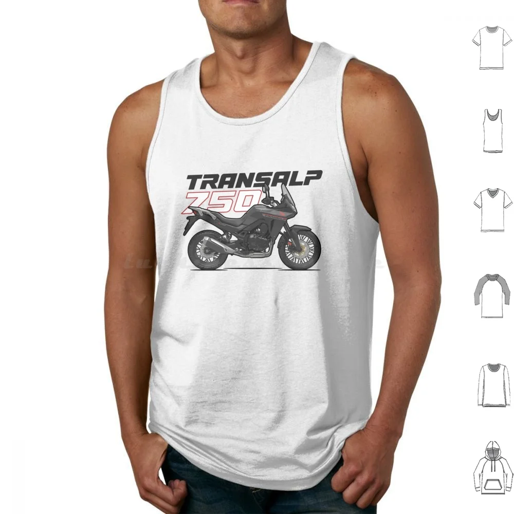 Xl750-Transalp-Black Tank Tops Print Cotton Xl750 Transalp 750 Xl Black Motorcycle Retro Outline Vintage Cartoon