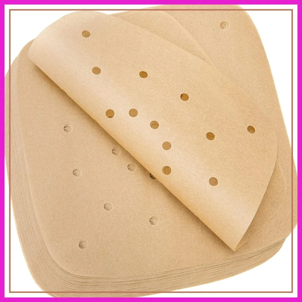 

200pcs 8.5" Air Fryer Parchment Paper Liners, Perforated Disposable, Non-Stick & Easy Cleanup