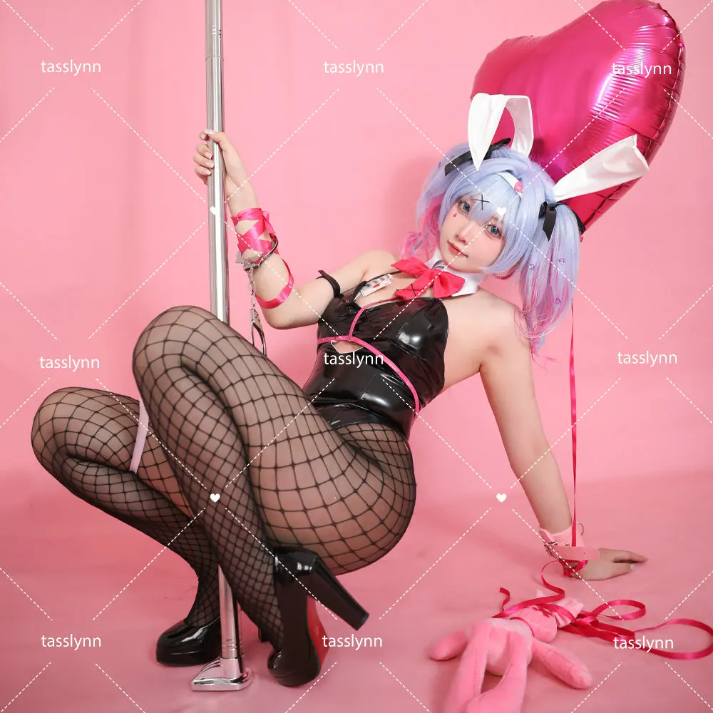 

Mikuu Cosplay Pink Bunny Suit Mosaic Roll Rabbit Hole Halloween Costumes for Women Bunny Girl Costume Anime Cosplay