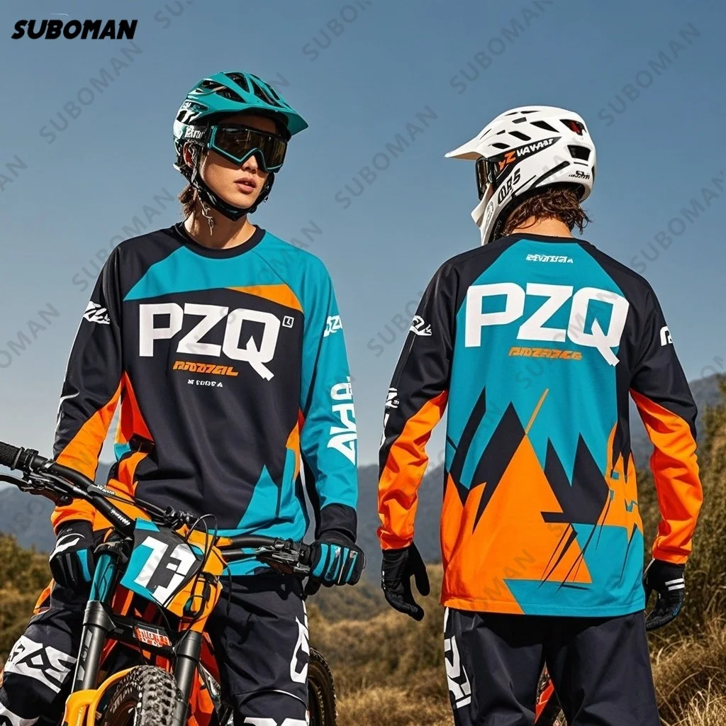 

New Brand Unisex PZQ Rally Motocross Mountain Enduro Clothing Bicycle Downhill Long sleeve T-shirt Racing Mesh Cycling Jerseys