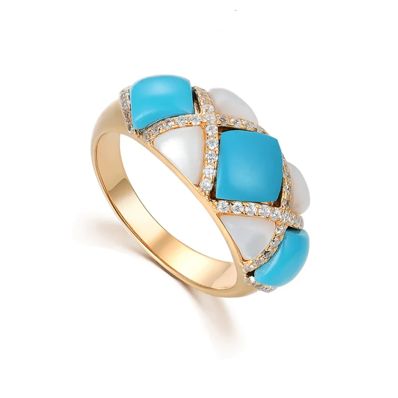 

ZOCA 925 Original Silver Blue Turquoise Rings Luxury New Rings for women Luxury brand Quality Fine Jewelry