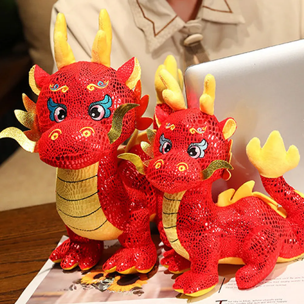 

Stuffed Dragon Chinese Zodiac Dragon Soft PP Cotton Decoration New Year Mascot Gift Kids Home Atmosphere Enhancer