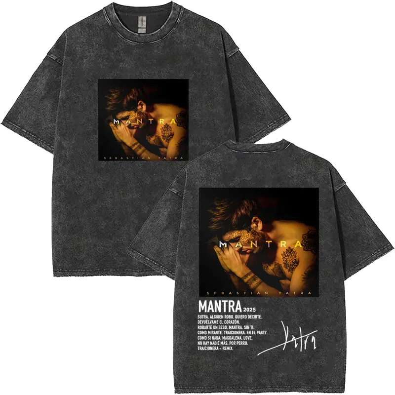 

Винтажная стираная горячая распродажа SEBASTIAN YATRA Milagro 2025 Merch Y2K футболка мужская женская мода поп уличная эстетическая футболка летняя