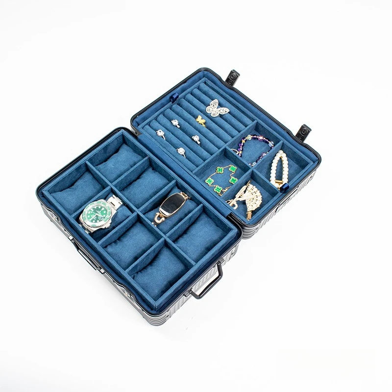 Aluminum Metal Jewelry Box Necklace Bracelet Earrings Display Case Creativity Portable Travel Storage Boxes Large Capacity Boxes