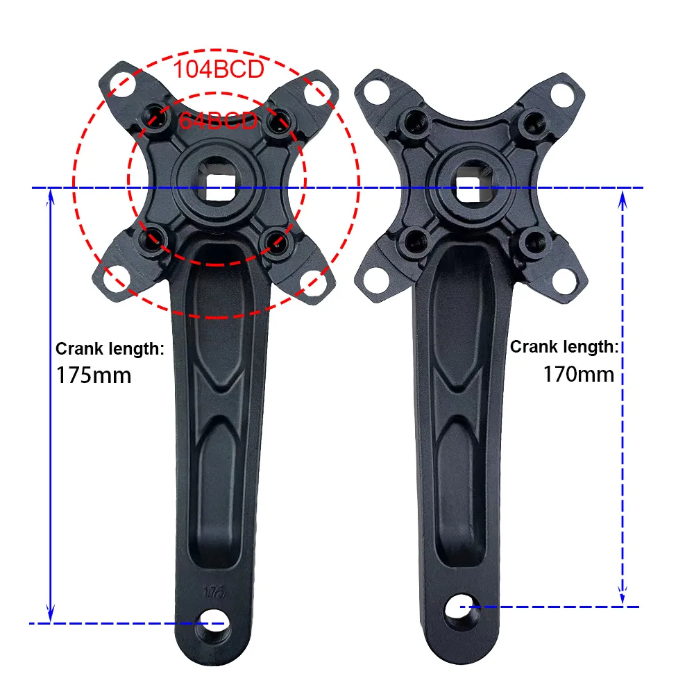 MTB Crankset 104BCD 64BCD Double Speed Crankset 22T 24T 26T 28T 36T 38T Bike Chainring Square Hole Crank 2*10S Bicycle Crank Set